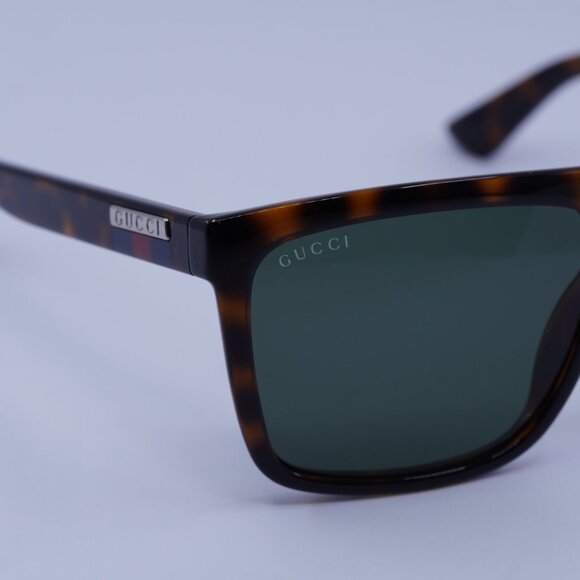 Gucci GG0748S 003 Sunglasses Havana Square Frame, Green Lenses - Picture 5 of 10